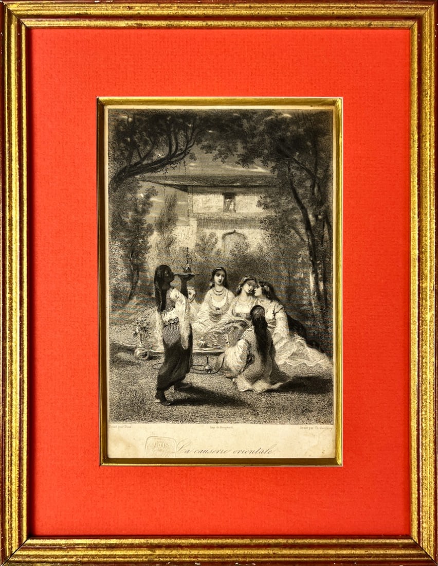 La causerie oriental, by Diaz - Gravure: Artist: Unknown / Unreadable Artist Title: La causerie oriental Technique: Gravure on Handmade paper size: 22 x 15 cm. (8,65 x 5,9 inch) Framed: 28,5 x 22 cm. (11,2 x 8,65 inch) More Information