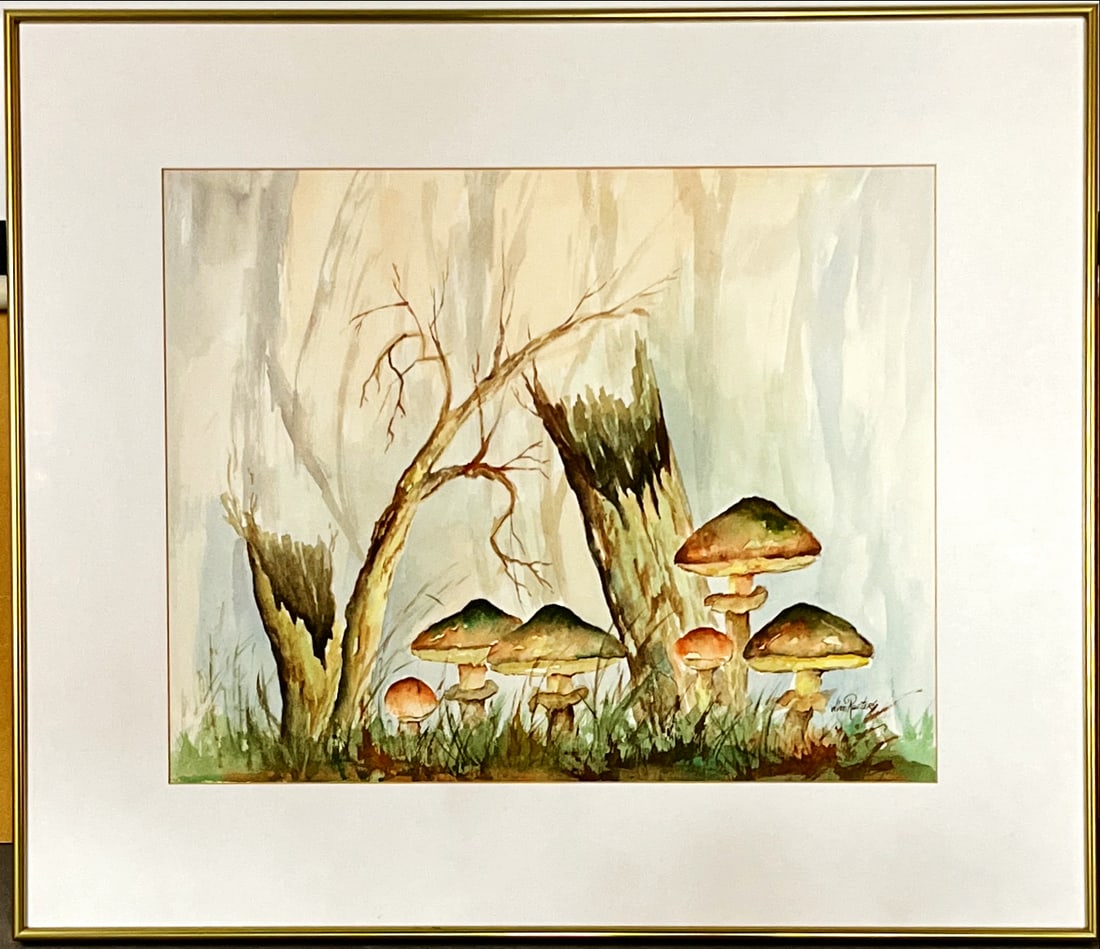 Wim Roeters - Watercolor - Hand signed: Artist: Roeters, Wim Title: Paddelstoelen Technique: Watercolor on Handmade paper size: 48 x 60 cm. (18,9 x 23,6 inch) Framed: 60,5 x 69,5 cm. (23,8 x 27,35 inch) More Information Dutch Painter. Nice