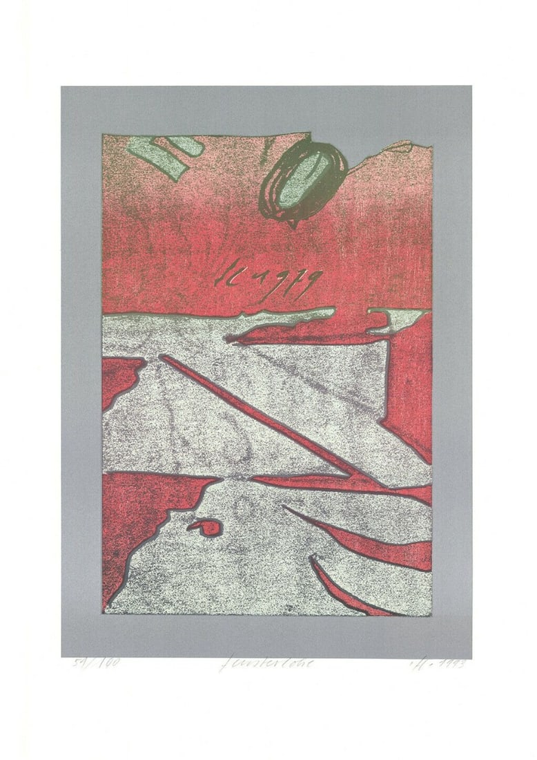Franz Eggenschwiler - Colored woodcut - Handsigned: Artist: Eggenschwiler, Franz Title: Fensterlohe Technique: Wood engraving on BFK Rives paper size: 69 x 50 cm. (27,15 x 19,7 inch) Framed: Not framed More Information Colored woodcut. Handsigned,