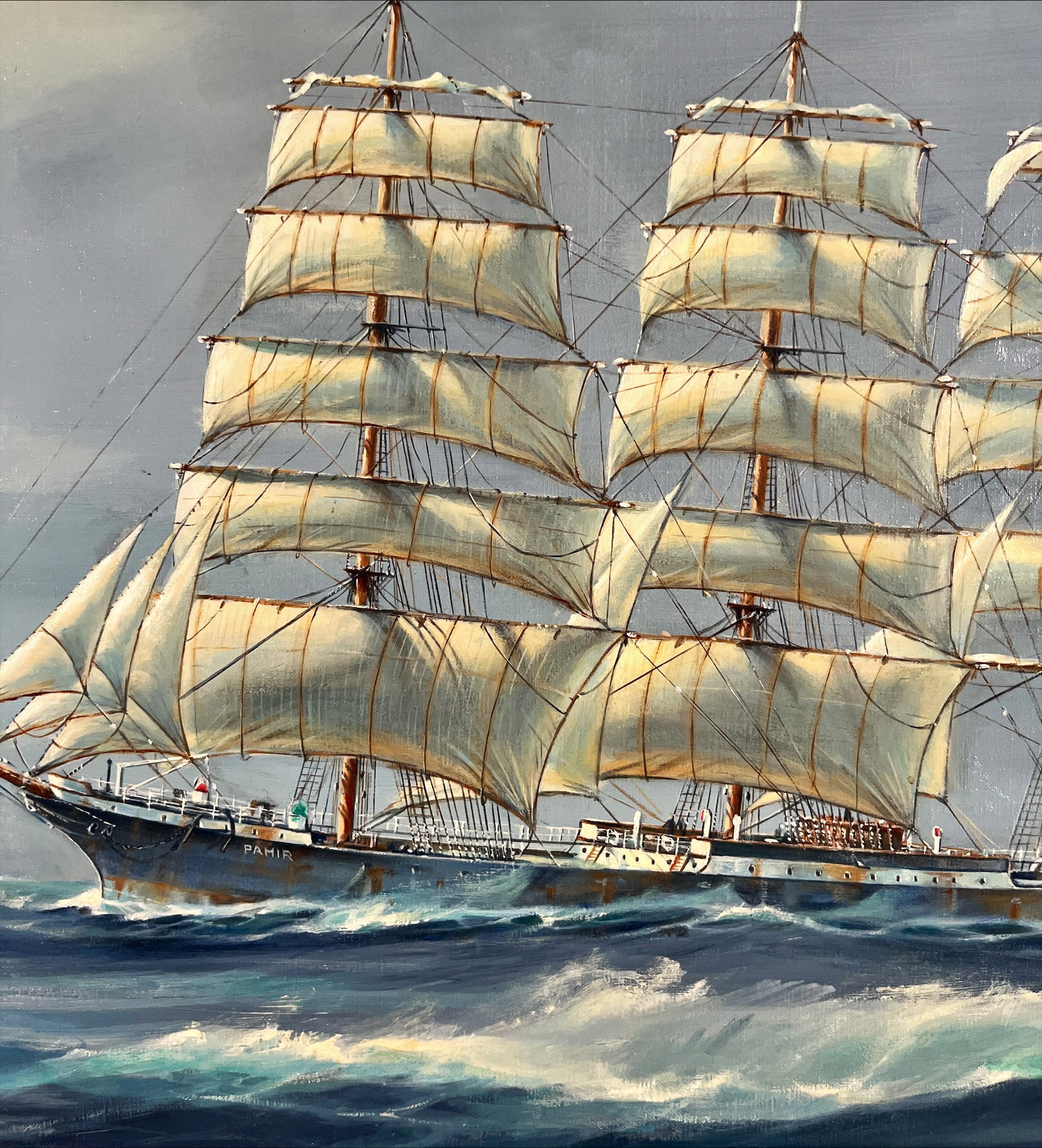 Eerland, W. - Full-Rigged Ship at Sea - Oil painting - Hand-signed (1 of 3)
