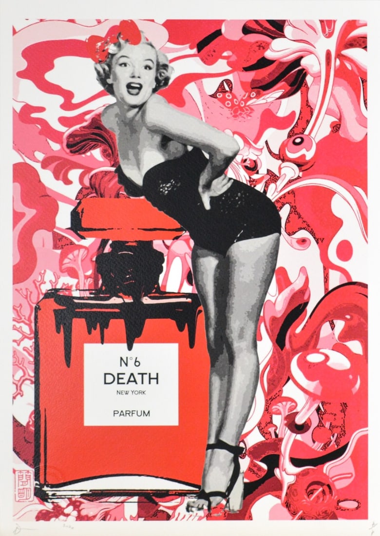 Death NYC - Marilyn No 6 Death New York Parfum: Artist: Death NYC Title: Marilyn No 6 Death New York Parfum Technique: Silkscreen on Fine art 300 gsm paper size: 45 x 32 cm. (17,7 x 12,6 inch) Framed: Not framed More Information Hand signature by