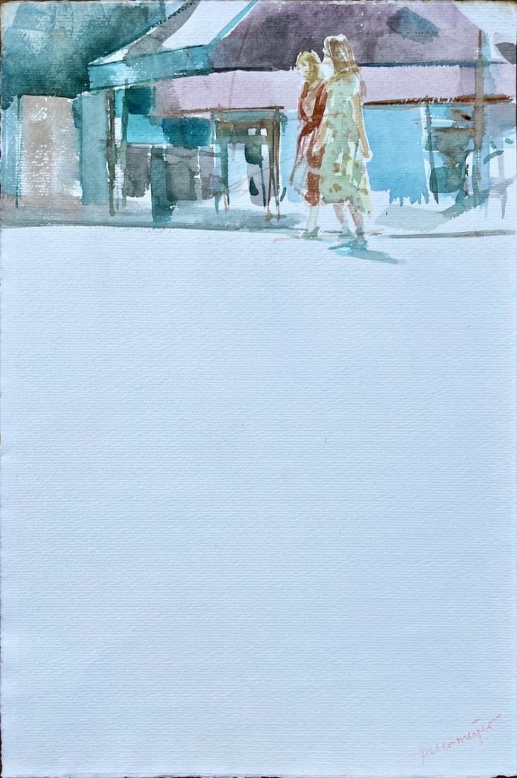 Peter Meijer - Watercolor - Hand signed: Artist: Meijer, Peter Title: Kruising Technique: Watercolor on Handmade paper size: 48 x 32,5 cm. (18,9 x 12,8 inch) Framed: Not framed More Information Hand-signed by