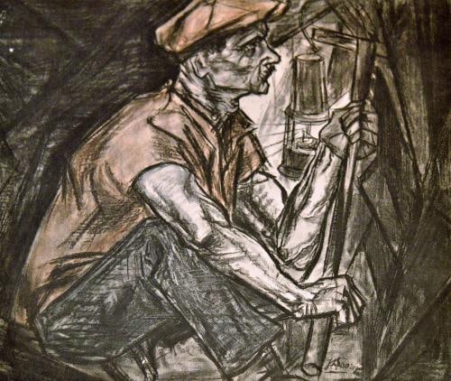 Jan Toorop - Lithograph - signed: Artist: Toorop, Jan Title: Mijnwerker Technique: Lithograph on Paper size: 32 x 35 cm. (12,6 x 13,8 inch) Framed: Not framed More Information Signature imprimée/in the
