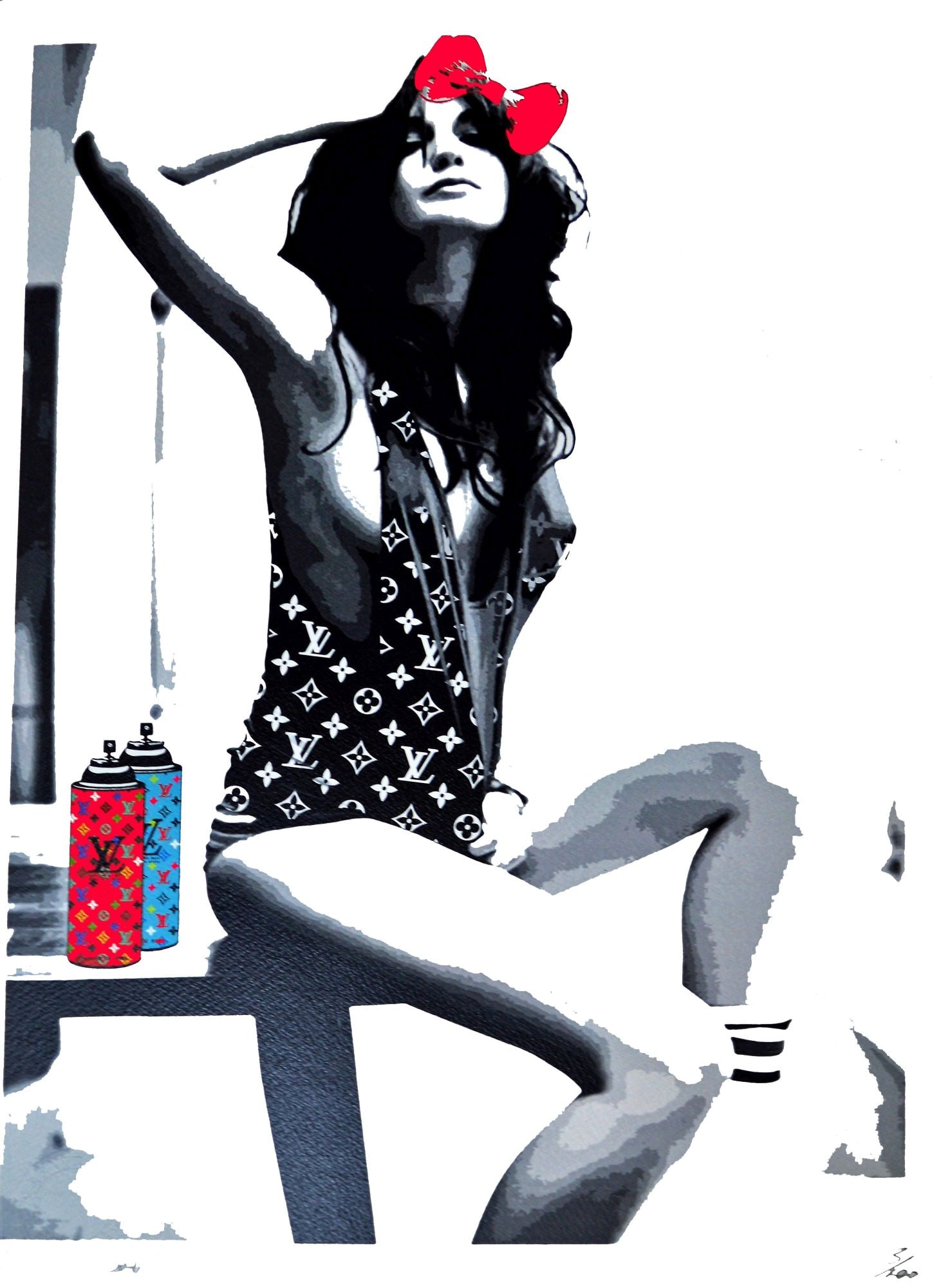 Death NYC - Girl L Spray R B - Silkscreen: Artist: Death NYC Title: Girl L Spray R B Technique: Silkscreen on Fine art 300 gsm paper size: 45 x 32 cm. (17,7 x 12,6 inch) Framed: Not framed More Information Hand