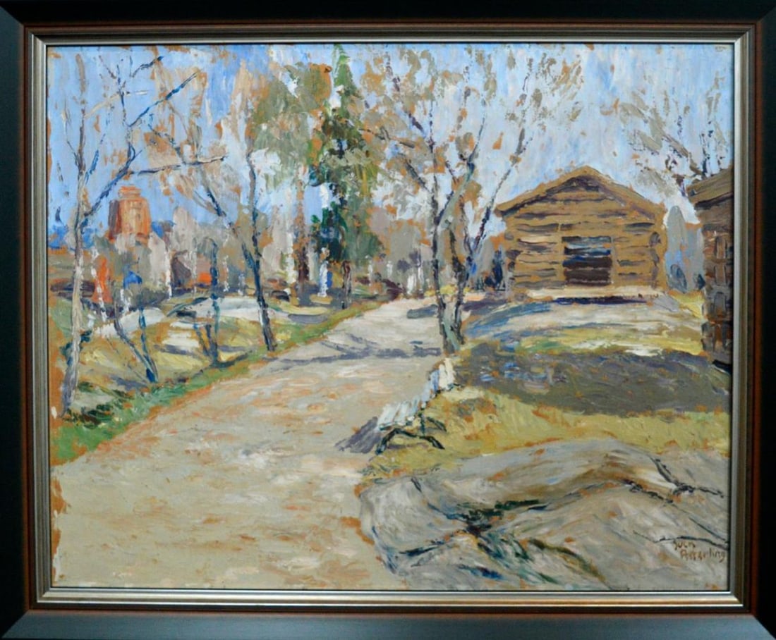 Atterling, Joch - Oil Painting - Handsigned: Artist: Atterling, Joch Title: Vår pa skansen Technique: Oil painting on Canvas size: 53 x 63 cm. (20,85 x 24,8 inch) More Information Hand-signed. Complete framed. About the artist Jochum Atterling