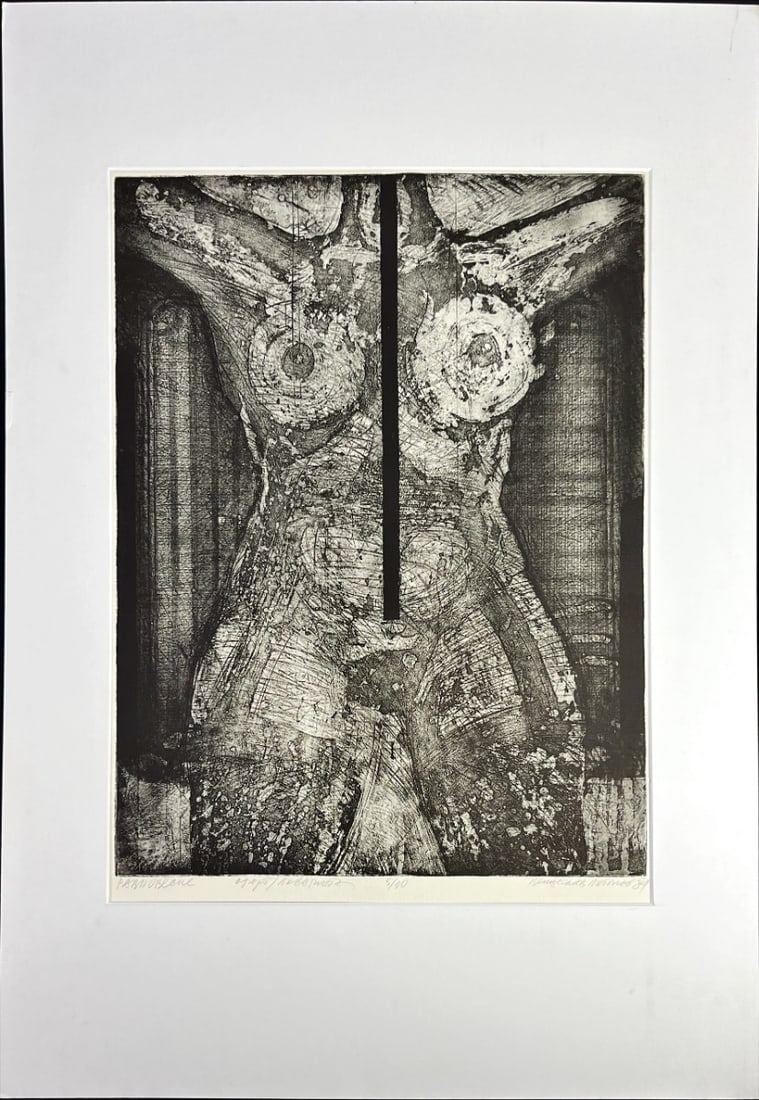 Undecipherable Artist - Hand signed - Etching: Artist: Ventzeslav, Antonov Title: Unreadable title Technique: Etching on Handmade paper size: 76 x 56,5 cm. (29,9 x 22,25 inch) Framed: 100 x 70 cm. (39,35 x 27,55 inch) More Information Unreadable