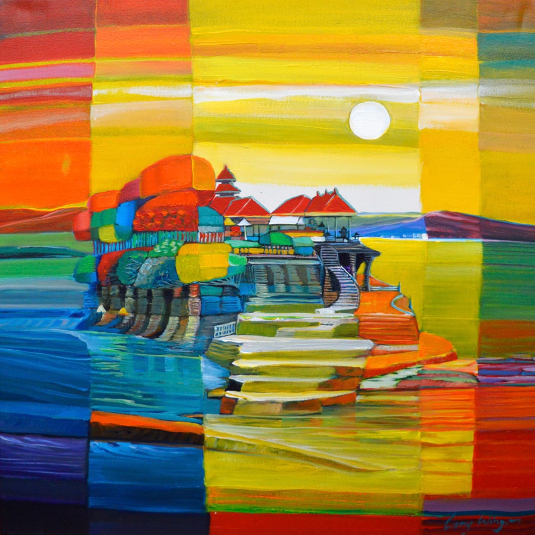 Wing, Lony - Acryl Painting - Handsigned: Artist: Wing, Lony Title: Tanah Lot Bali Technique: Acrylic painting on Canvas size: 60 x 60 cm. (23,6 x 23,6 inch) More Information Hand signature by the Artist. Comes with COA. Acrylic painting on