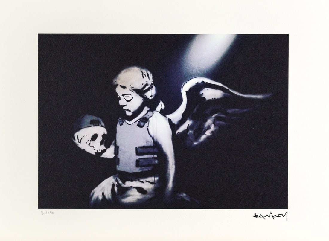 Banksy, after - Lithograph: Artist: Banksy, after Title: Untitled Technique: Lithograph on Handmade paper size: 28 x 38 cm. (11 x 14,95 inch) Framed: Not framed More Information Banksy, after H