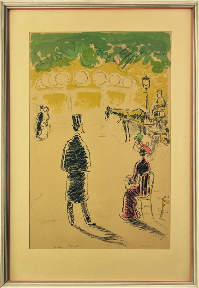Kees Van Dongen - Au Bois - Lithograph - 1946: Artist: Dongen, Kees van Title: Au Bois Technique: Lithograph on Handmade paper size: 54 x 37 cm. (21,25 x 14,55 inch) Framed: 55,5 x 39,7 cm. (21,85 x 15,65 inch) More Information Title "Au