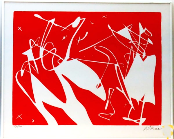 Zee, Jan van der - Silkscreen - Hand signed: Artist: Zee, Jan van der Title: Untitled Technique: Silkscreen on Handmade paper size: 43 x 53,5 cm. (16,95 x 21,05 inch) Framed: 44 x 54 cm. (17,3 x 21,25 inch) More Information Hand-Signed and