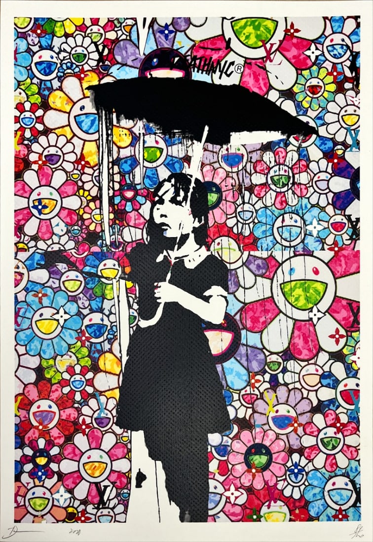 Death NYC - Banksy - Takashi Murakami - Hand signed: Artist: Death NYC Title: Banksy - Takashi Murakami Technique: Graffiti Pop Art Print on Fine art 300 gsm paper size: 45 x 32 cm. (17,7 x 12,6 inch) Framed: Not framed More Information Hand signature