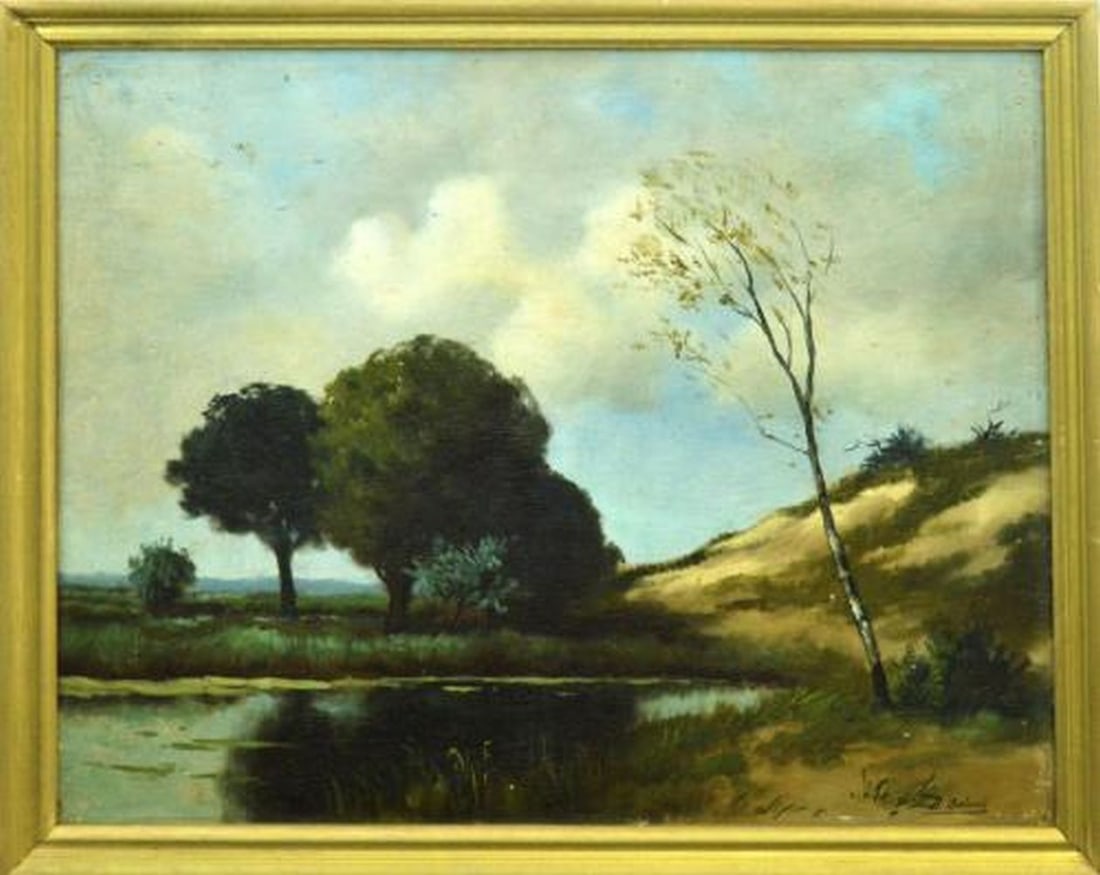 Salomé, Dick - Oil Painting.: Artist: Salomé, Dick Title: Duinlandschap Technique: Oil painting on Panel size: 45 x 55 cm. (17,7 x 21,65 inch) More Information Handsigned comes with a frame. Dutch school. About the artist Dick