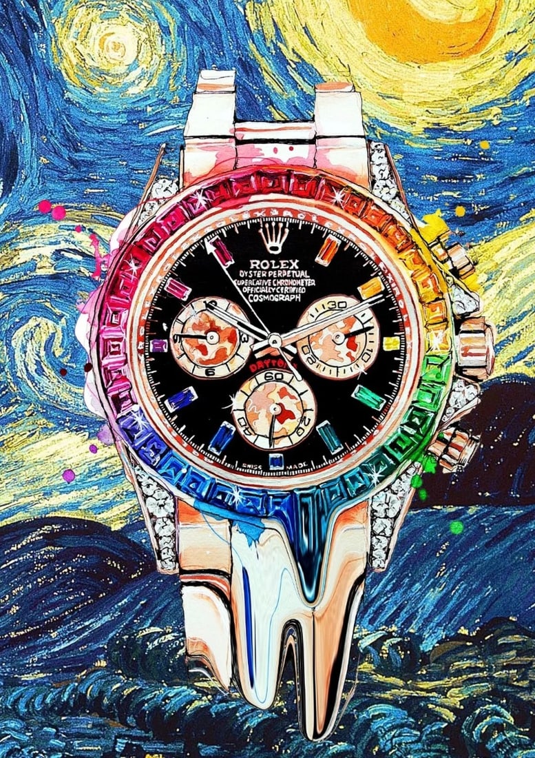 Death NYC - van Gogh and Rolex - Hand signed: Artist: Death NYC Title: van Gogh and Rolex Technique: Graffiti Pop Art Print on Fine art 300 gsm paper size: 45 x 32 cm. (17,7 x 12,6 inch) Framed: Not framed More Information Hand signature by the