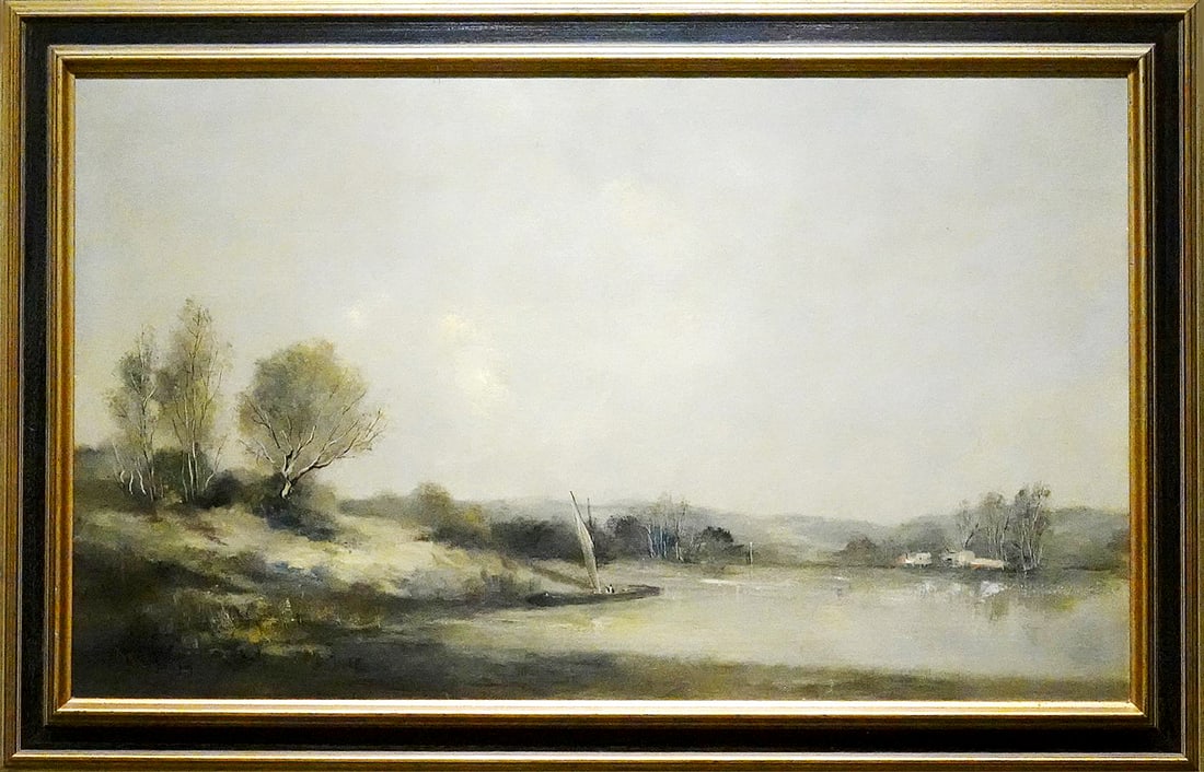 Antoon Markus - Oil painting - Hand signed: Artist: Markus, Antoon Title: River view Technique: Oil painting on Canvas size: 60 x 100 cm. (23,6 x 39,35 inch) More Information Antoon Markus - Arnhem 1870-1955 Oosterbeek.