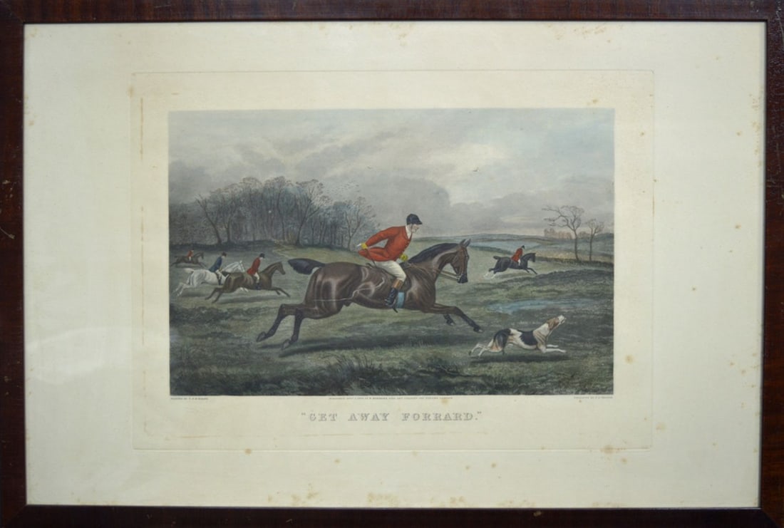 Hester, E.G. - Etching.: Artist: Hester, E.G. Title: Get Away Forrad Technique: Etching on Paper size: 56 x 81 cm. (22,05 x 31,9 inch) More Information Title: Get Away Forrard. Old English engraving. Aquatint hand-coloured,