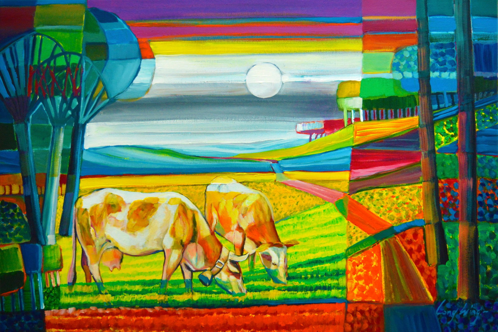 Wing, Lony - Acryl Painting - Handsigned: Artist: Wing, Lony Title: Zwitsere koeien Technique: Acrylic painting on Canvas size: 60 x 90 cm. (23,6 x 35,45 inch) More Information Hand signature by the Artist. Comes with COA. About the artist