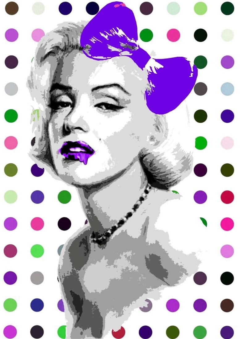 Death NYC - Mixed Techniques - Hand Signed: Artist: Death NYC Title: Monroe Hirst Dot Technique: Mixed techniques on Fine art 300 gsm paper size: 45 x 32 cm. (17,7 x 12,6 inch) Framed: Not framed More Information Hand signature by the Artist.