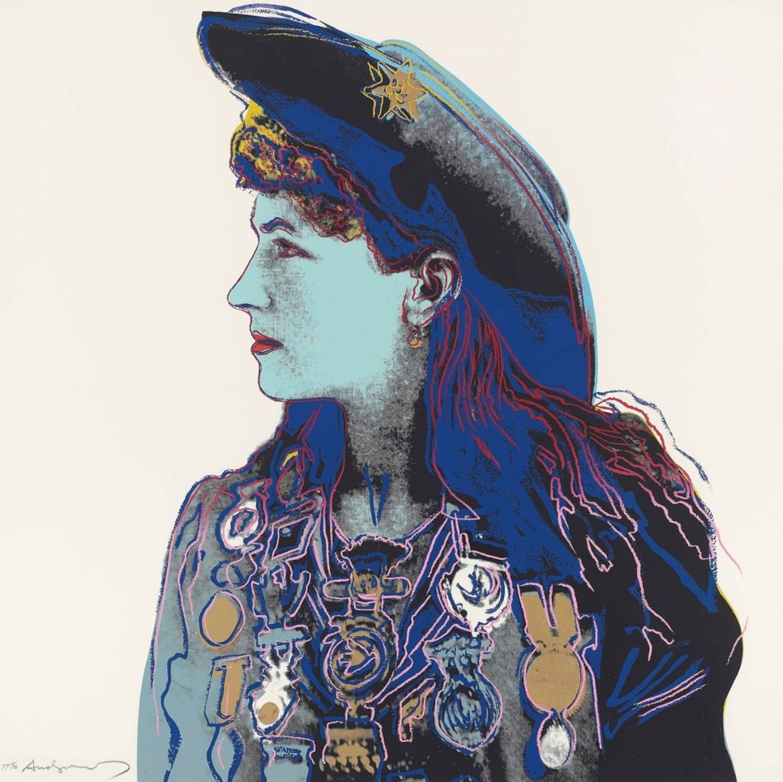 Andy Warhol - Serigraph - Cowboys &Indians - Signed: Artist: Warhol, Andy Title: Cowboys &Indians - Annie Oakley Cowgirl Technique: Serigraphic on Lenox museum board size: 91,4 x 91,4 cm. (36 x 36 inch) Framed: Not framed More Information Andy