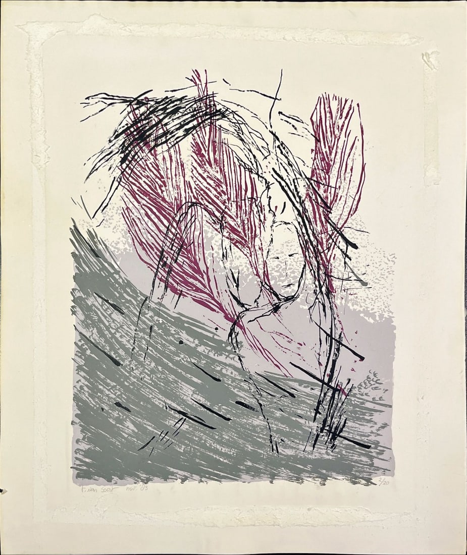 Joran van Soest - Lithograph - Hand signed: Artist: Soest, Joran van Title: Untitled Technique: Lithograph on Handmade paper size: 49 x 43 cm. (19,3 x 16,95 inch) Framed: Not framed More Information Joran van Soest (1994) explores the human