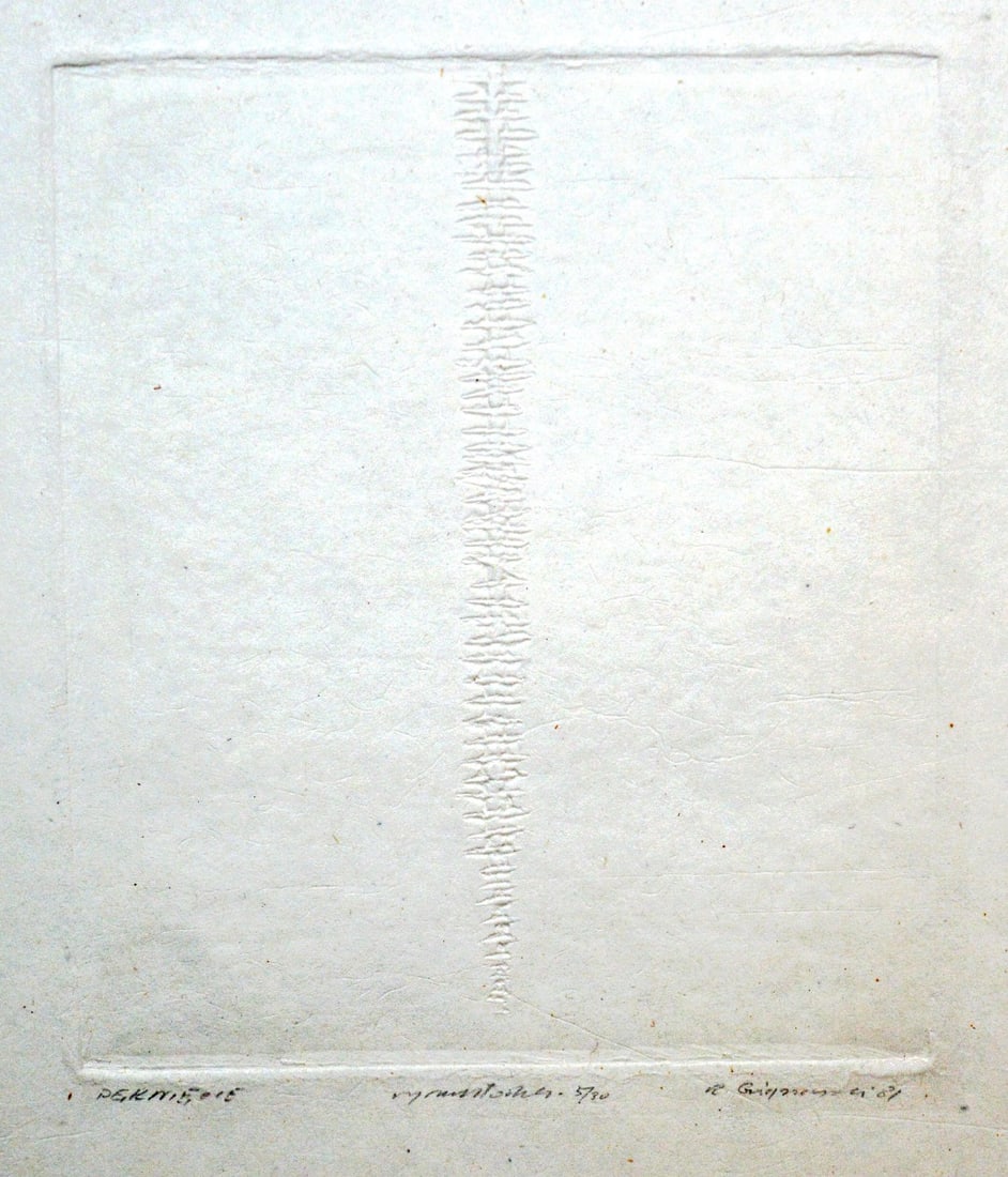 Gieryszewski, Ryszard - Embossing: Artist: Gieryszewski, Ryszard Title: Peknievie Technique: Silkscreen on Bütten, Handmade paper size: 34 x 24,5 cm. (13,4 x 9,65 inch) Framed: Not framed More Information