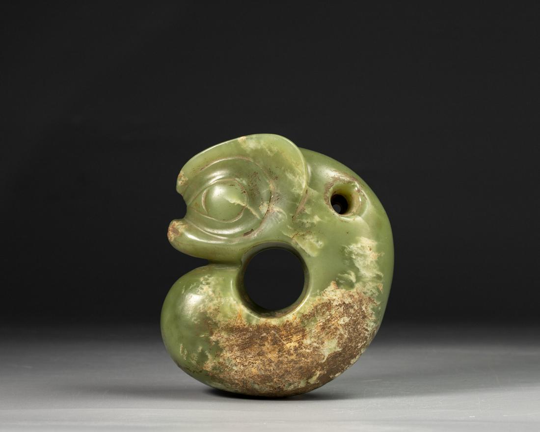 A CELADON AND RUSSET JADE PIG DRAGON CARVING, HONGSHAN CULTURE (1 of 7)
