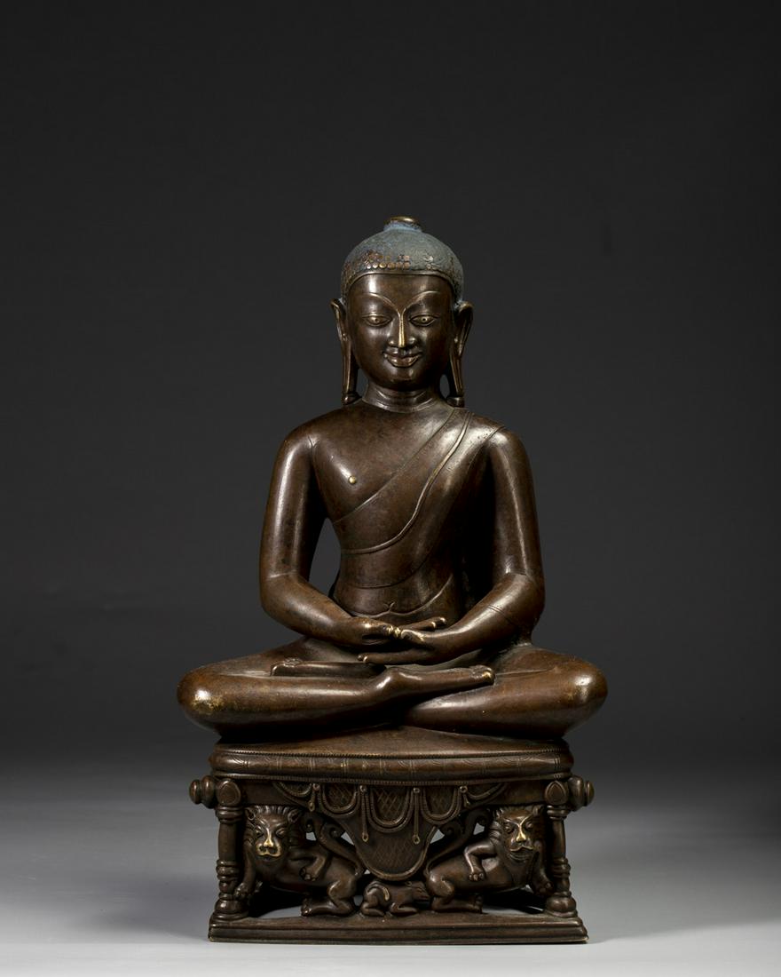 A COPPER ALLOY FIGURE OF SHAKYAMUNI (1 of 9)
