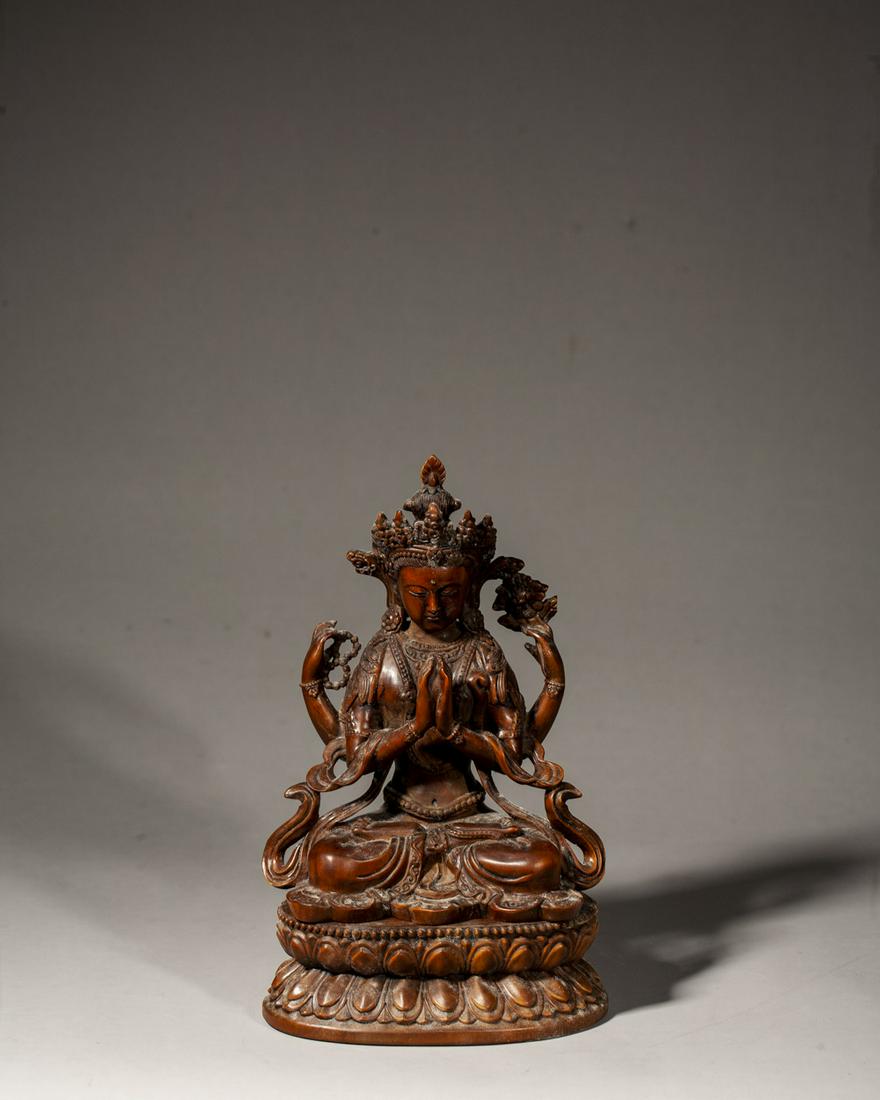 A CHINESE CARVED BOXWOOD FIGURE OF BUDDHA, EARLY QING DYNASTY (1 of 7)