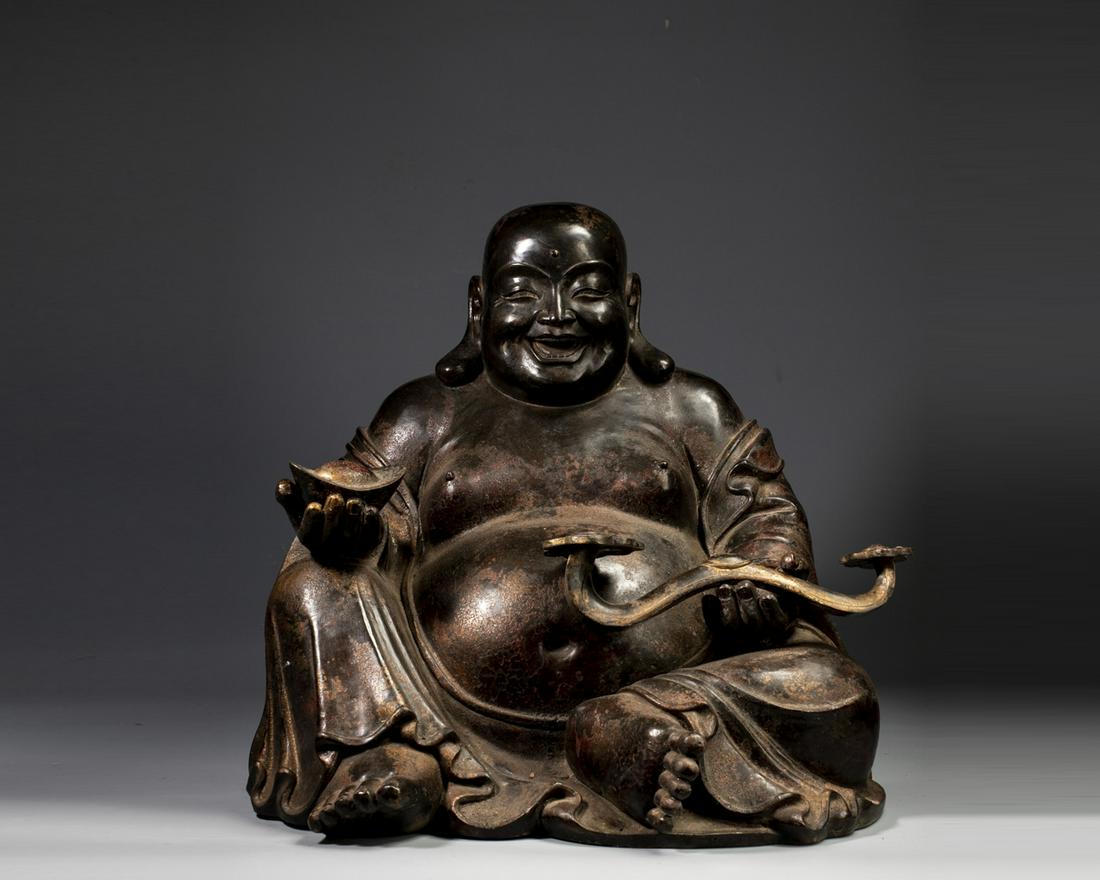 A CHINESE BRONZE FIGURE OF MAITREYA (1 of 8)