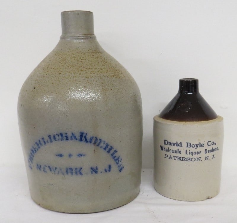 Pr. New Jersey Stenciled Jugs - Newark & Paterson, NJ (1 of 7)