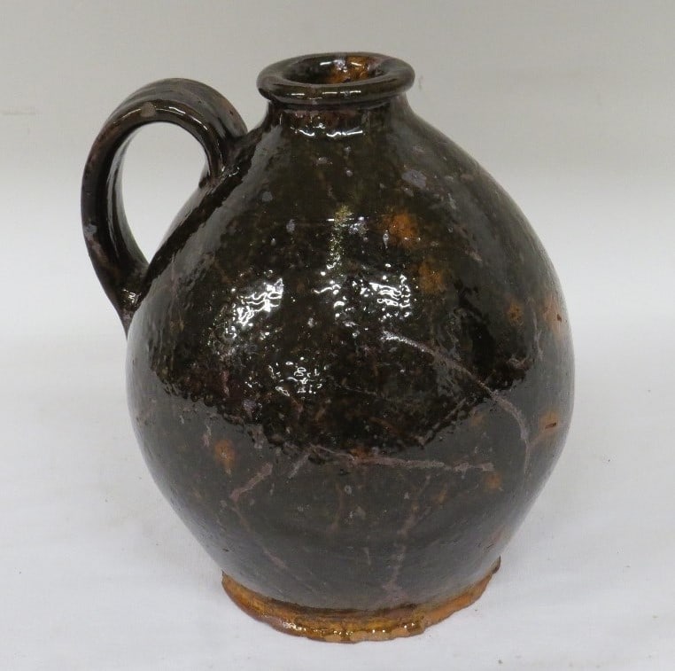New England Mottled Redware Jug Great Form 1780-1820 (1 of 7)