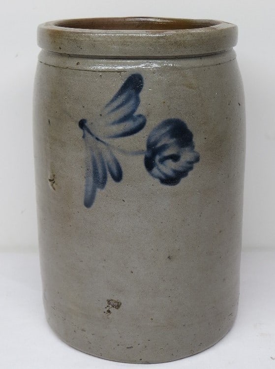 Peter Herrmann Baltimore, MD Salt Glaze Leaf Decor Jar (1 of 6)