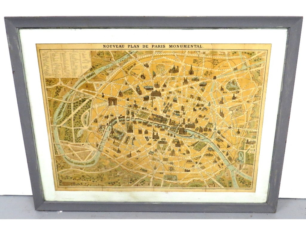 Late 19th C. Map of Paris Monuments / Attractions (1 of 13)
