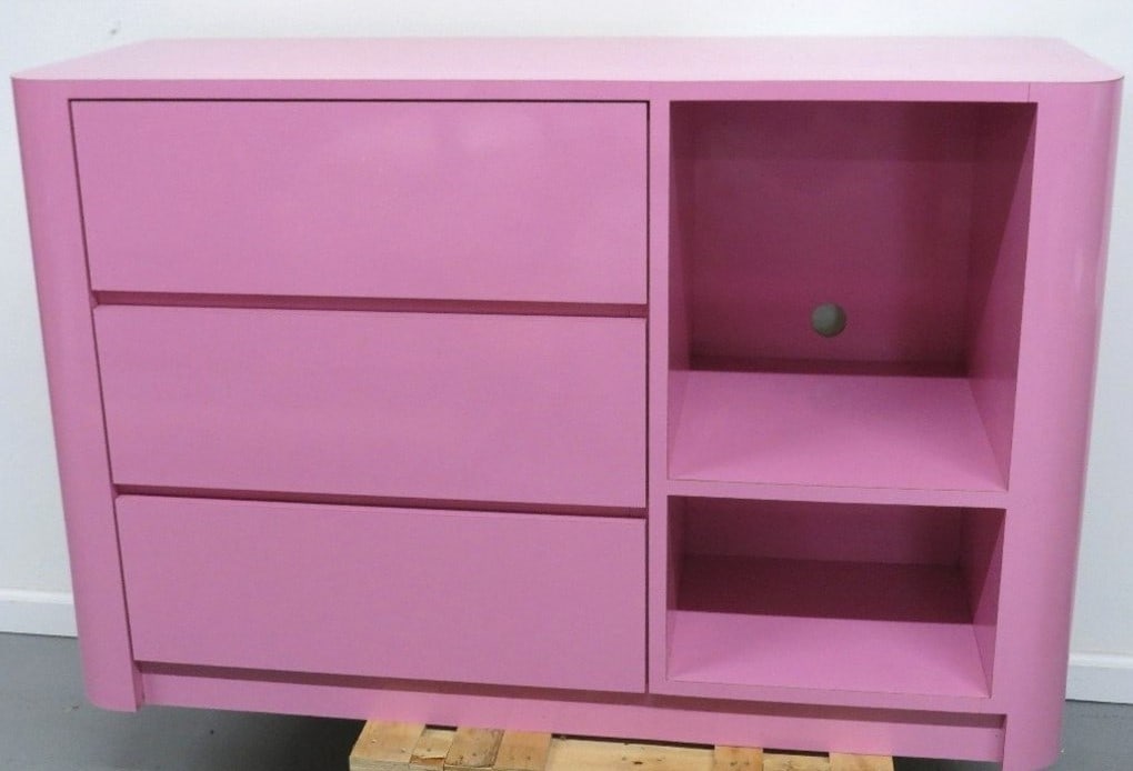 Pepto Pink 90's Laminate Cubby Hole Dresser (1 of 6)