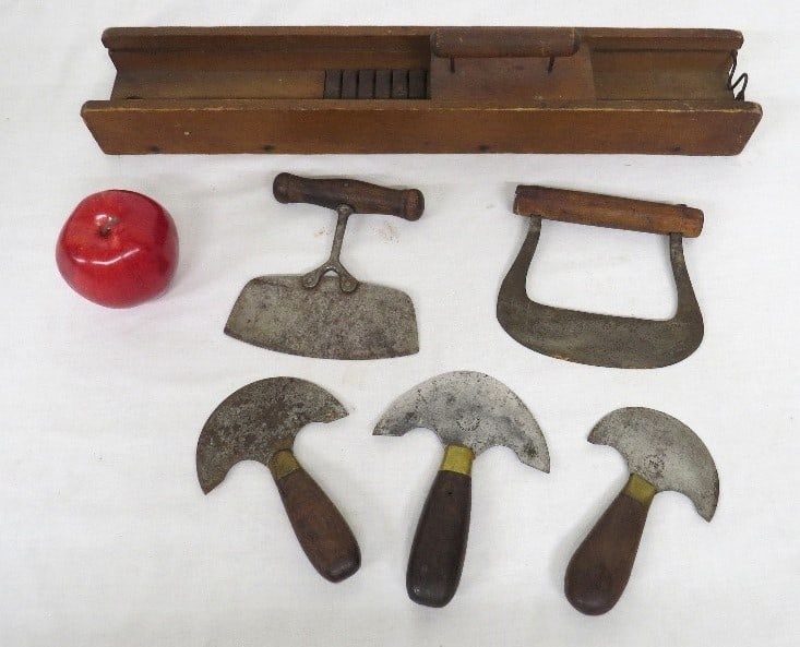 Lot of 19th C. Kitchen Choppers & Labeled Slaw Mandolin (1 of 9)