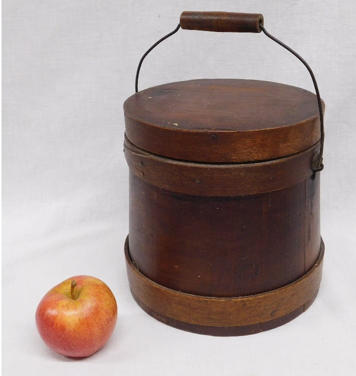 19th C. Pine Firkin Original Finish 1 Gal size (1 of 4)