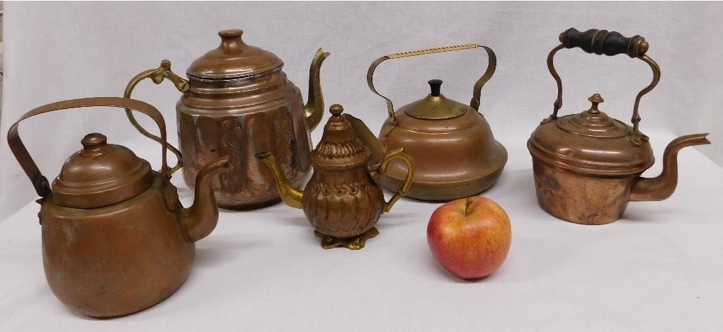 Group of 5 Copper & Brass Kettles, 19th C. / Early 20th (1 of 5)
