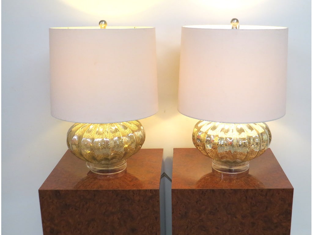 Pair of Post-Modern Mercury Glass Table Lamps (1 of 10)