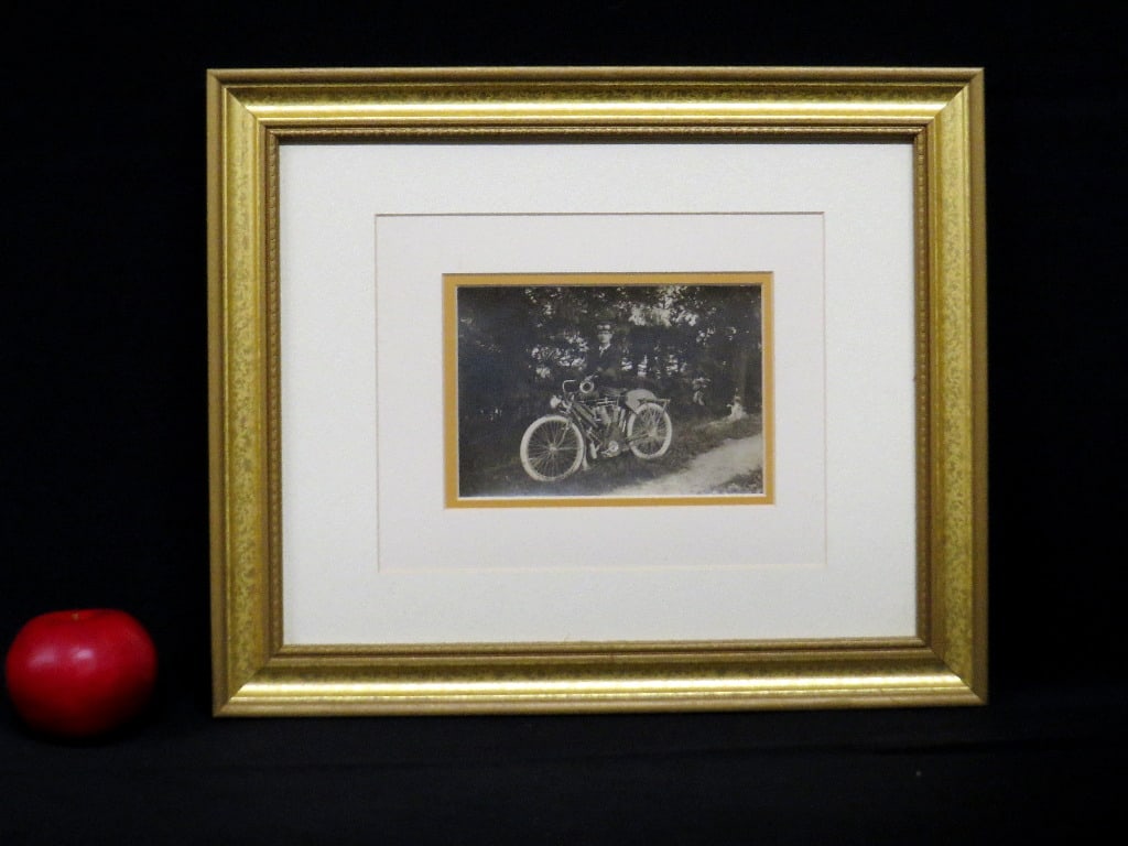 Authentic Photo 1908 Indian Motorcycle Rider w/Bike (1 of 6)