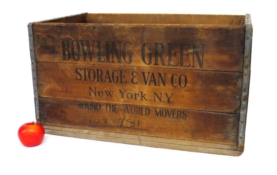 1920's-30's NYC Bowling Green Moving Co. Adv Wooden Crate (1 of 4)