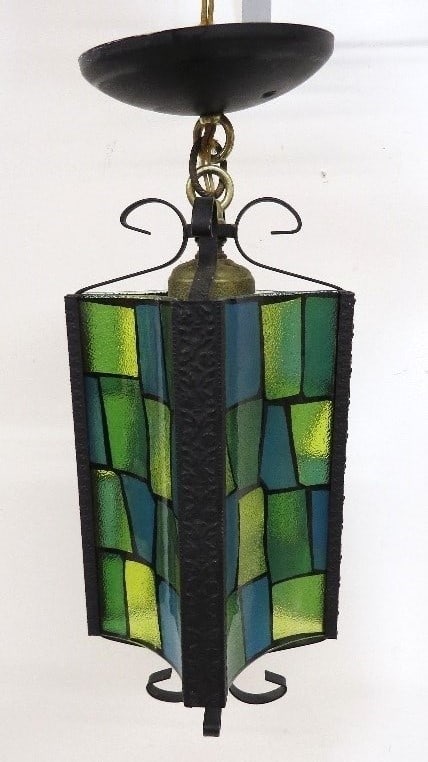 Mid Century Hollywood Regency Teal & Green Entrance Light (1 of 9)