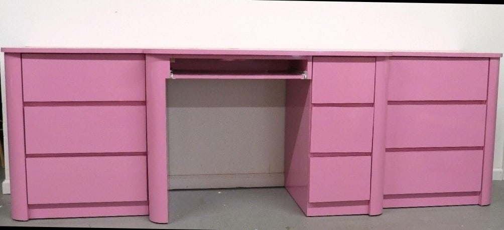 Huge Pepto-Pink Post Modern Laminate Desk & Drawer's Bedroom Row (1 of 12)