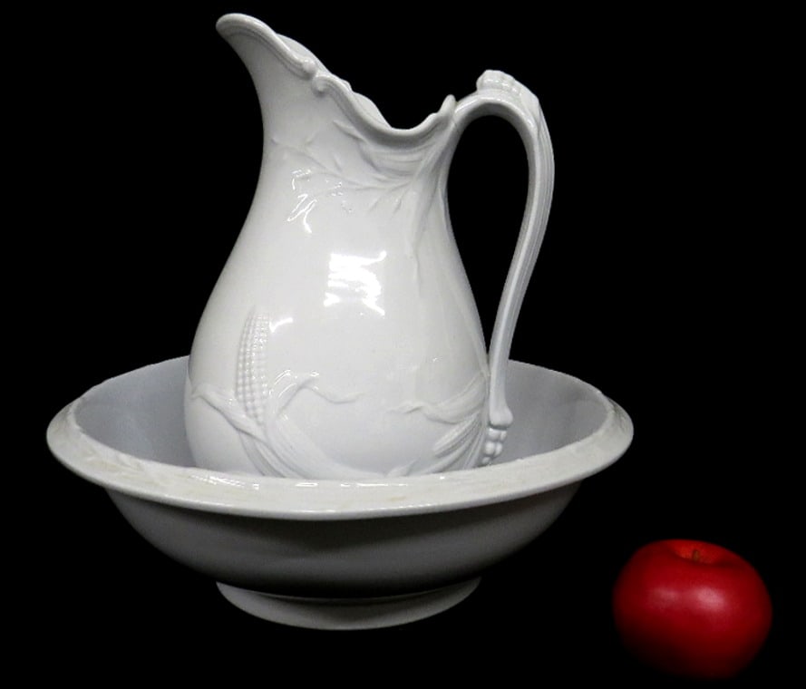 Wedgwood Ironstone Corn & Oats Pitcher & Bowl 19th C. (1 of 7)