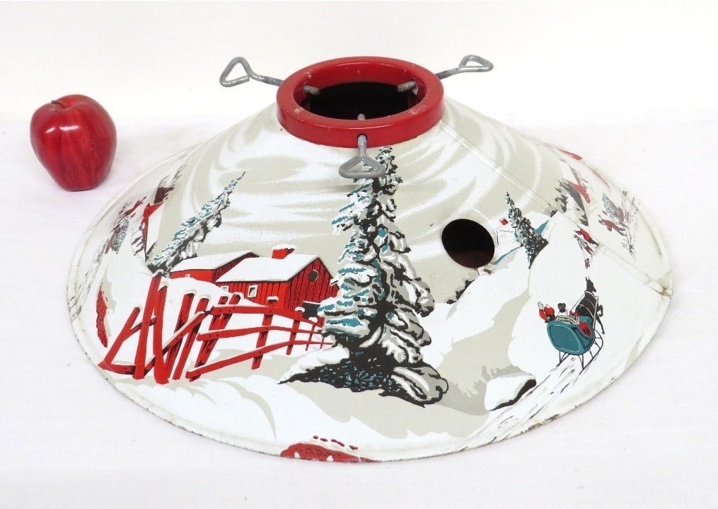 1950's Coloramic Tin Litho X-Mas Tree Stand Bright & Colorful (1 of 6)