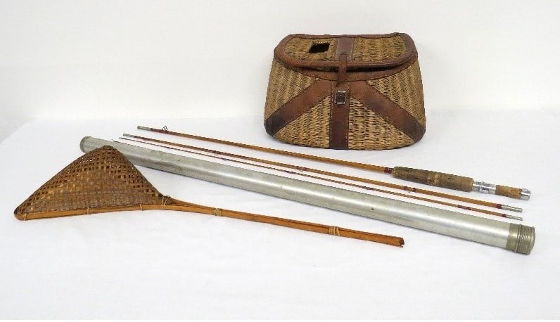 Early Fishing Creel & Hexagon Split Bamboo Fishing Pole (1 of 15)