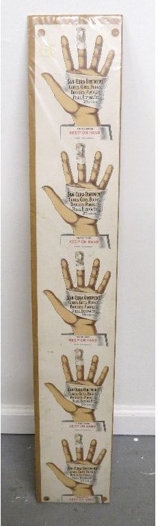 Late 19th C. San-Cura Ointment Medicinal Advertising Poster (1 of 4)