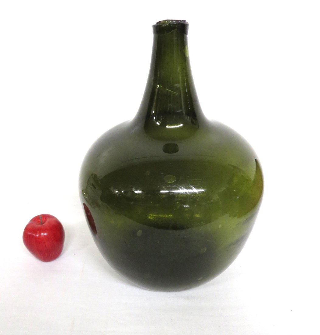 19th C. Freeblown Forest Green Demijohn Possibly European (1 of 7)