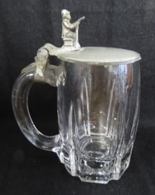 An 1870's Fireman's Pewter Lidded Mug