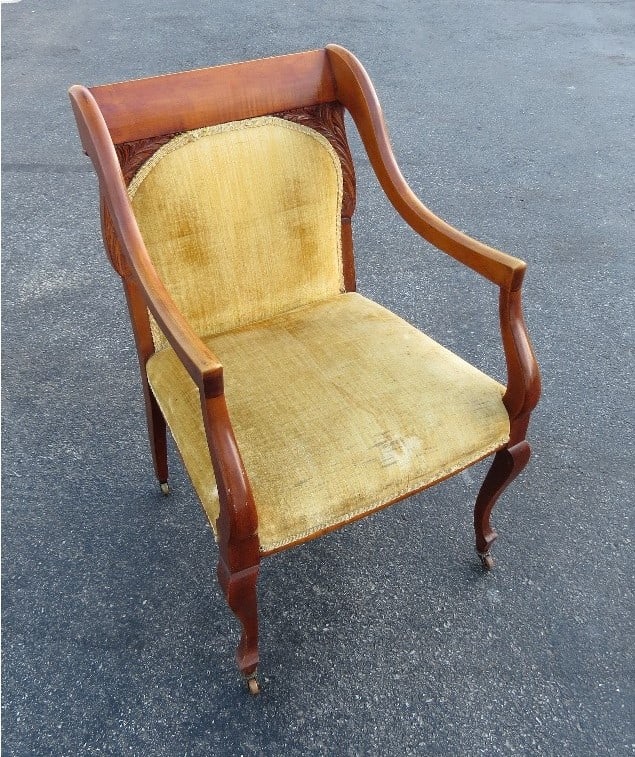 Late Victorian Mahogany Upholstered Armchair 1894 Dated (1 of 9)
