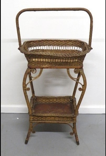 Heywood Wakefield Double Tier Wicker Sewing Basket (1 of 6)