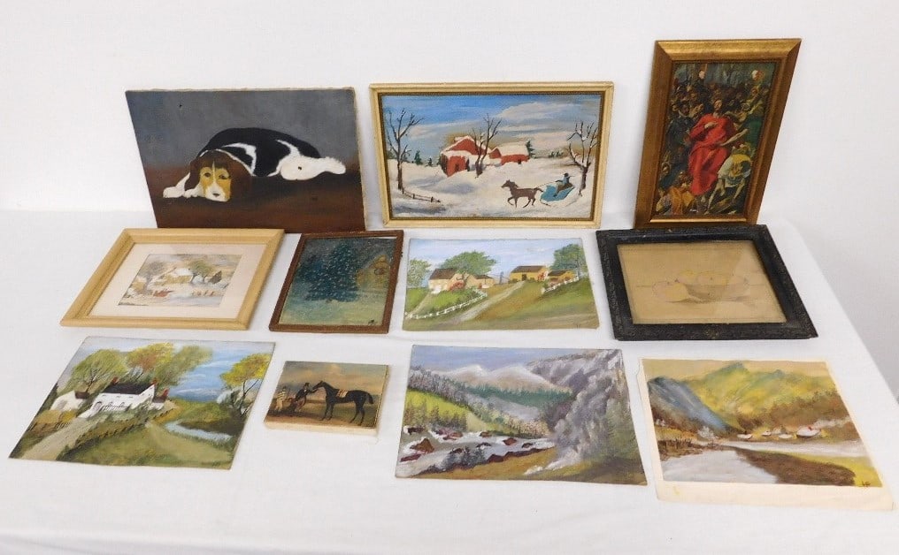 Lot of various artworks, oil, watercolors, etc. (1 of 19)